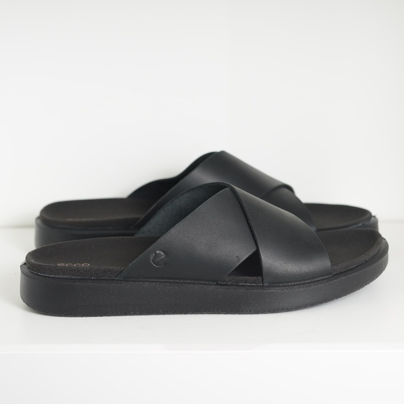 $120 Ecco Flowt M Crosstrap Sandals Comfort Slides Black Leather Men 11-11.5/ 45 main image 4